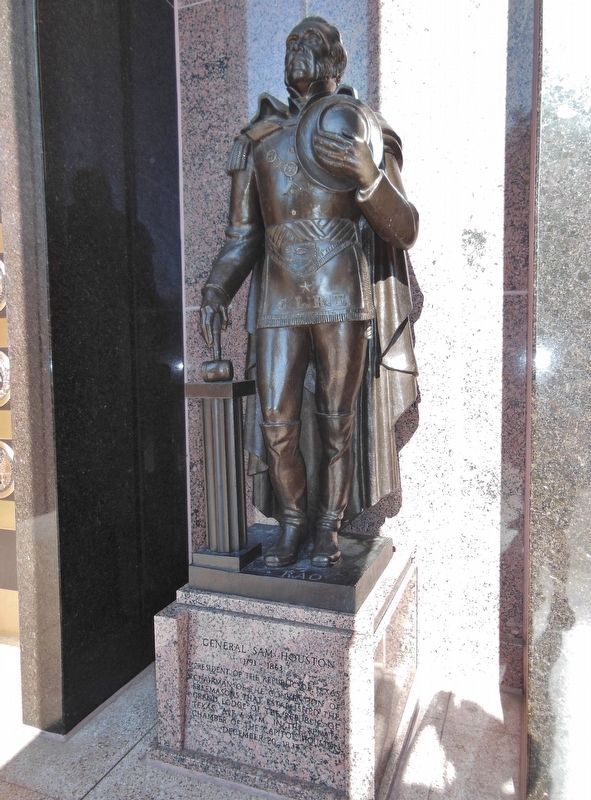 General Sam Houston Statue (<i>near marker; left of entrance</i>). Click for full size. General Sam Houston Statue (<i>near marker; left of entrance</i>) image. Click for full size.