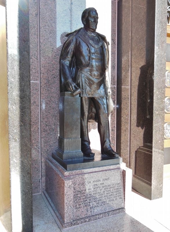 Doctor Anson Jones Statue (<i>near marker; right of entrance</i>) image. Click for full size.