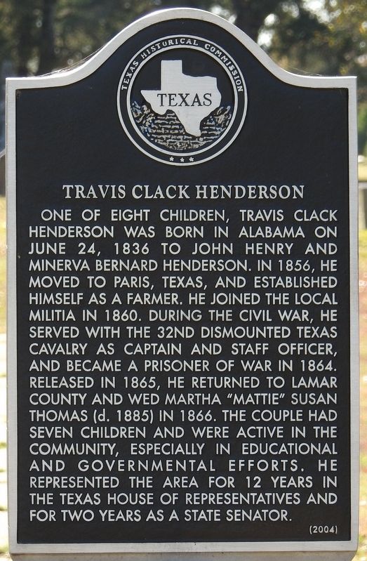 Travis Clack Henderson Texas Historical Marker image. Click for full size.