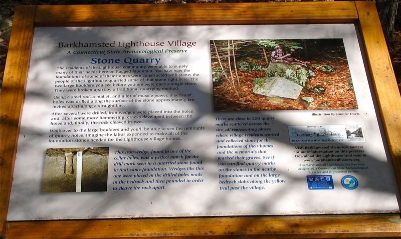 Barkhamsted Lighthouse Village Stone Quarry Marker image. Click for full size.