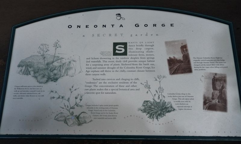 Oneonta Gorge Marker. Click for full size. Oneonta Gorge Marker image. Click for full size.