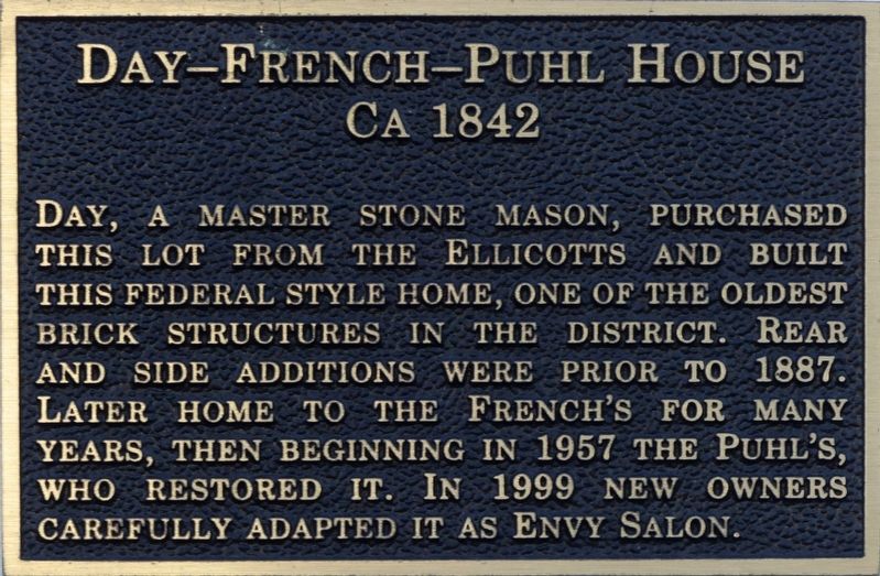 Day-French-Puhl House Marker image. Click for full size.