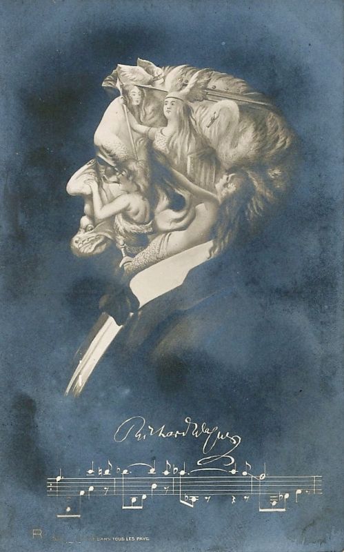 Richard Wagner postcard portrait image. Click for full size.