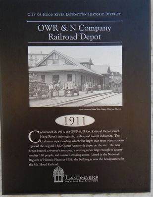 OWR & N Company Railroad Depot Marker image. Click for full size.