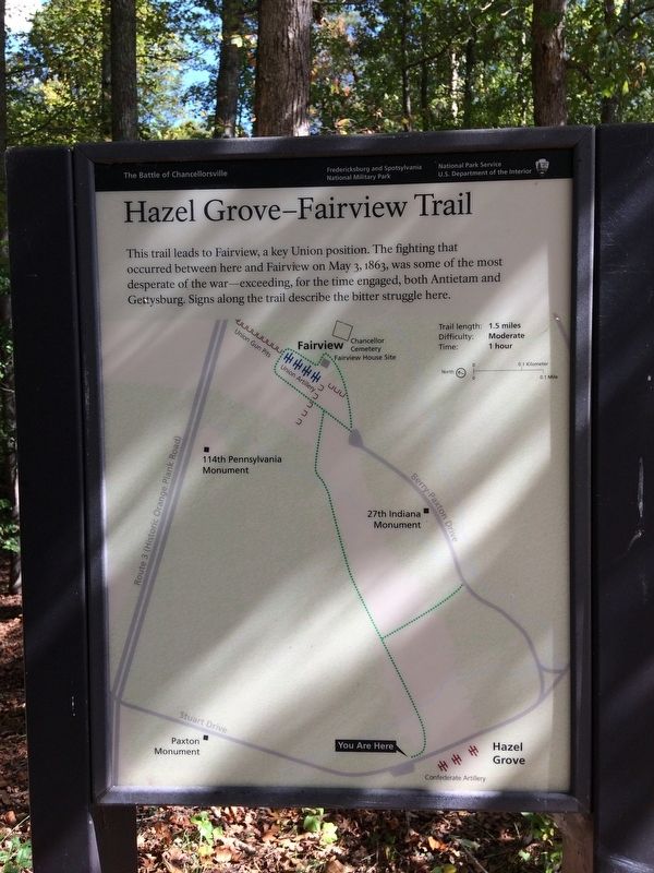 Hazel Grove - Fairview Trail Marker. Click for full size. Hazel Grove - Fairview Trail Marker image. Click for full size.