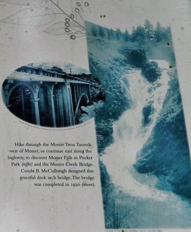 Marker detail: Mosier Creek Bridge & Falls image. Click for full size.