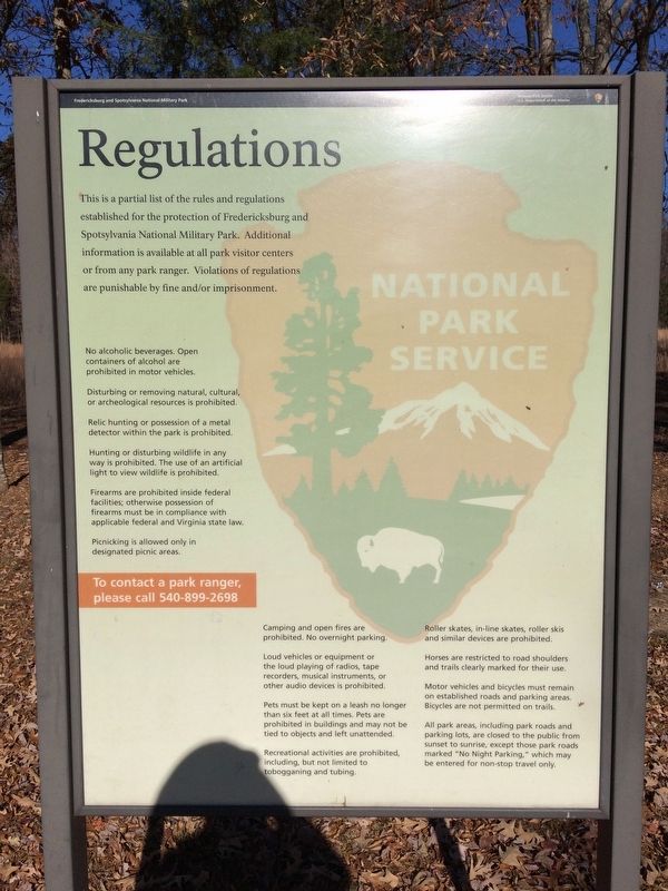 The Battle of the Wilderness - Park Regulations Marker image. Click for full size.