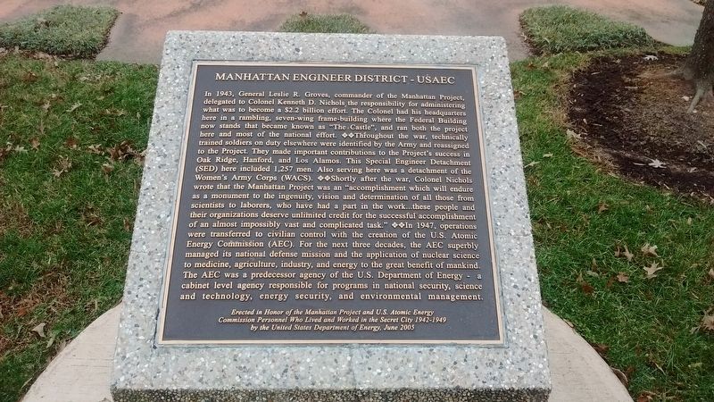 Manhattan Engineer District – USAEC Marker image. Click for full size.