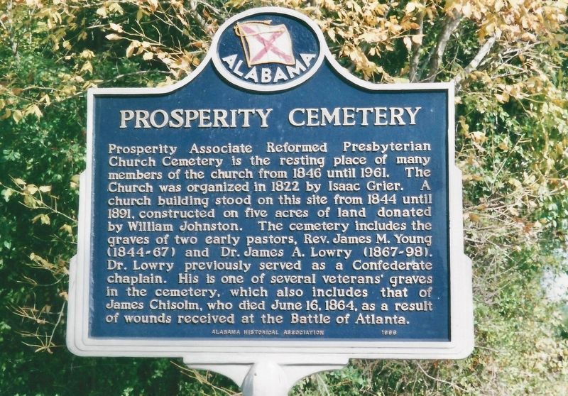 Prosperity Cemetery Marker (now missing). image. Click for full size.