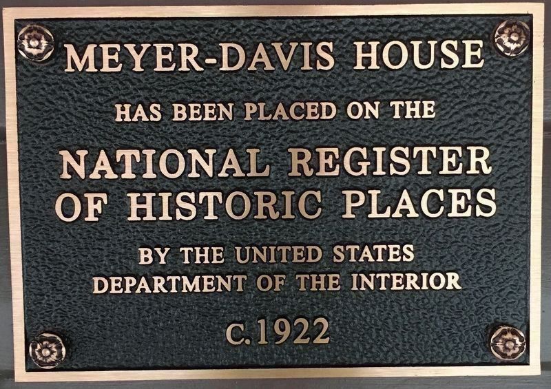 Meyer-Davis House National Register of Historic Places Marker image. Click for full size.