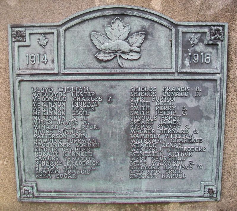 War Memorial WWI Roll of Honored Dead. Click for full size. War Memorial WWI Roll of Honored Dead image. Click for full size.