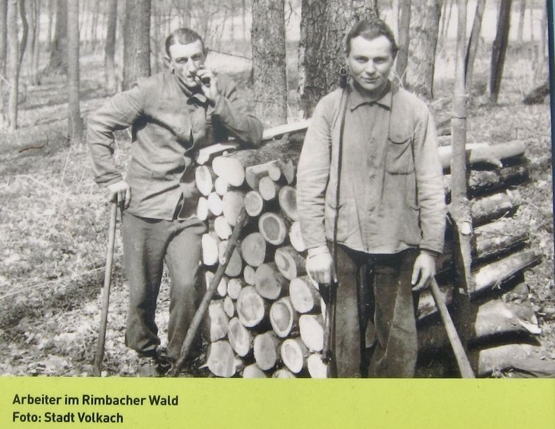 Inset photo: <i>Arbeiter im Rimbacher Wald</i> / Workers in the Rimbach Woods image. Click for full size.