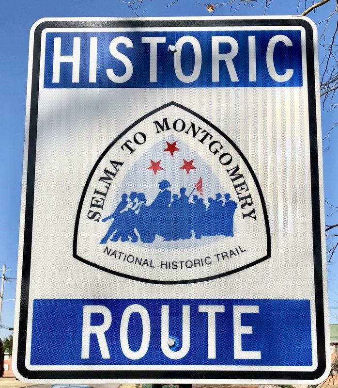 One of many trail signs marking the route of the march. image. Click for full size.