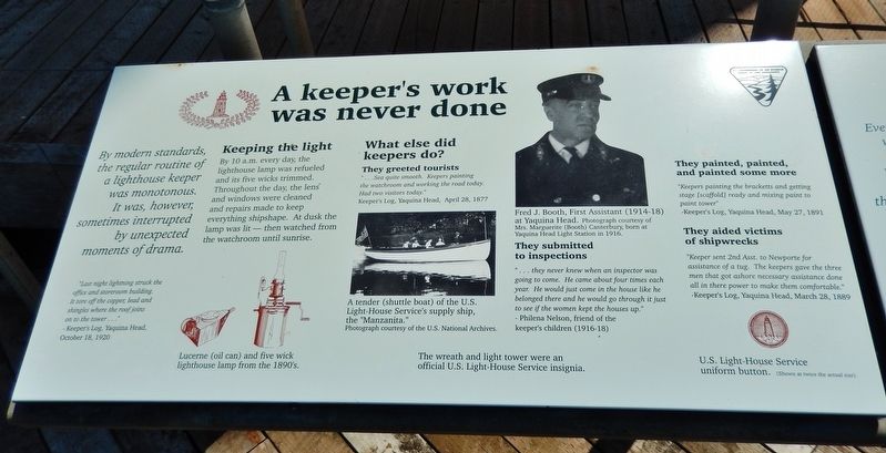A Keeper's Work Was Never Done Marker image. Click for full size.
