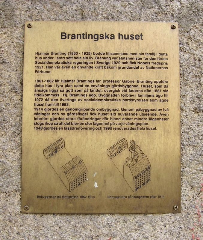 Brantingska Huset / The Branting House Marker. Click for full size. Brantingska Huset / The Branting House Marker image. Click for full size.