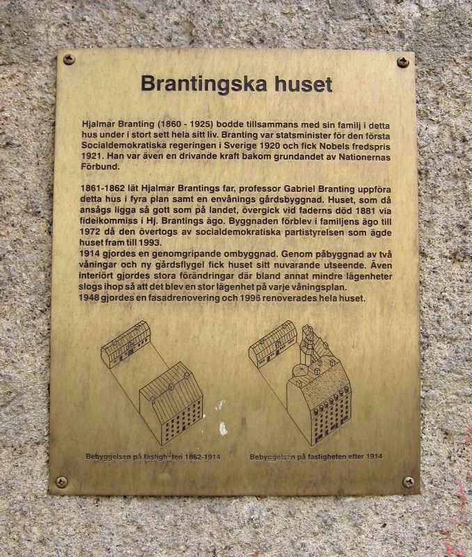 Brantingska Huset / The Branting House Marker image. Click for full size.
