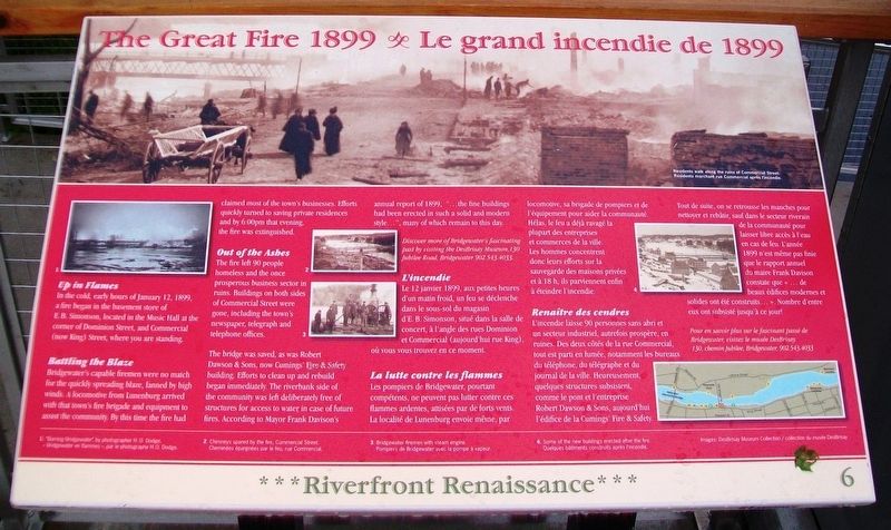 The Great Fire 1899 / Le grand incendie de 1899 Marker image. Click for full size.
