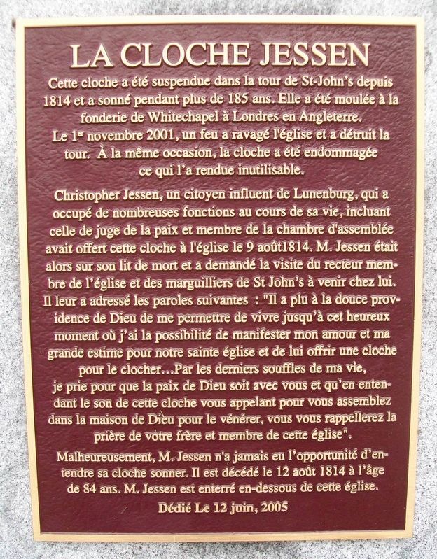 La Cloche Jessen Marker. Click for full size. La Cloche Jessen Marker image. Click for full size.
