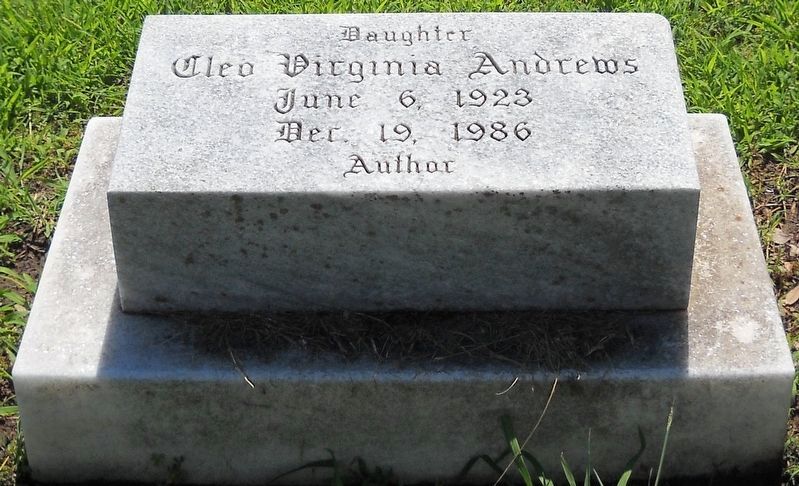 Detail of V. C. Andrews’ headstone. image. Click for full size.