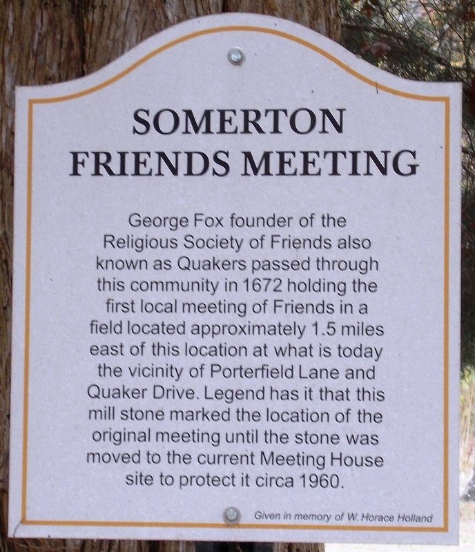 Somerton Friends Meeting – Mill Stone Marker image. Click for full size.