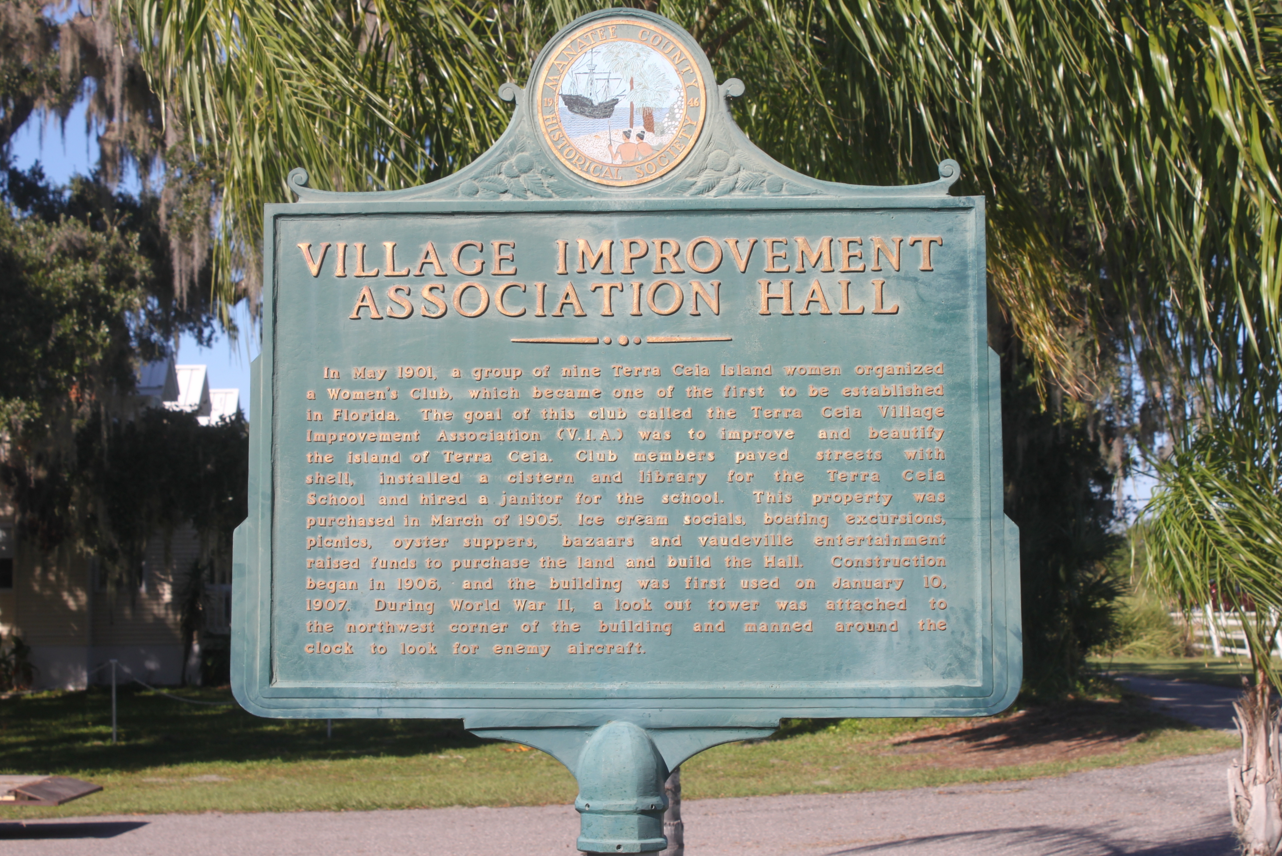 Village Improvement Association Hall side of marker