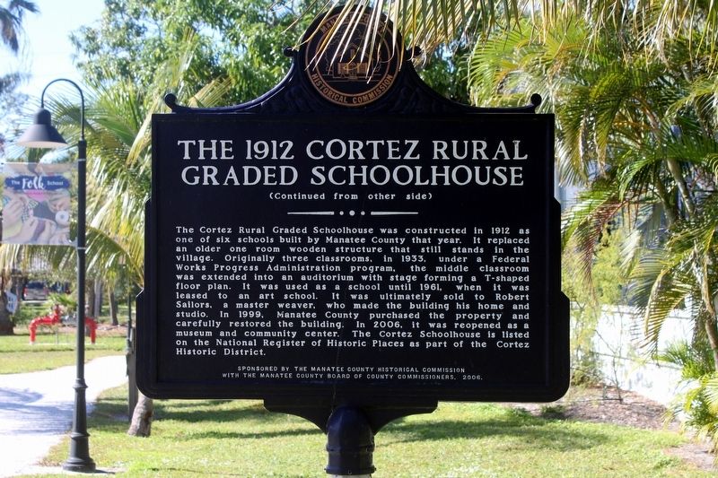 The 1912 Cortez Rural Graded Schoolhouse side of marker image. Click for full size.
