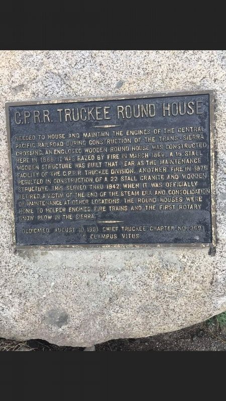 C.P.R.R. Truckee Round House Marker image. Click for full size.