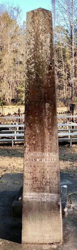 John R. Bell (father) grave marker in New Cemetery at Cahaba. image. Click for full size.