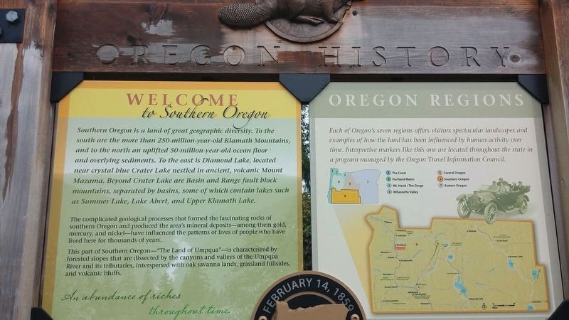 Welcome to Southern Oregon Marker image. Click for full size.