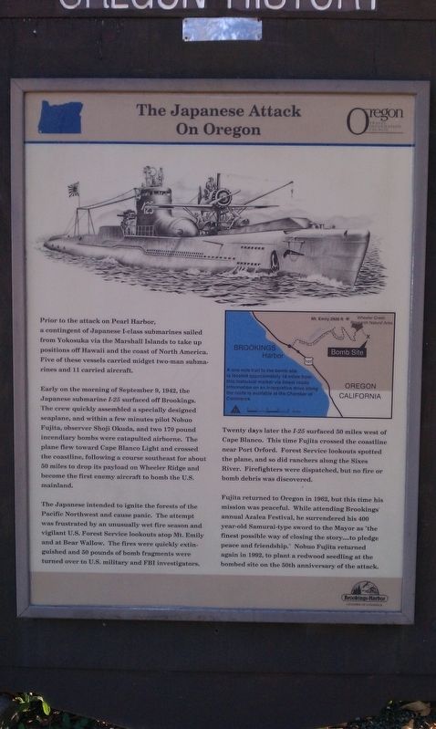 The Japanese Attack on Oregon Marker image. Click for full size.