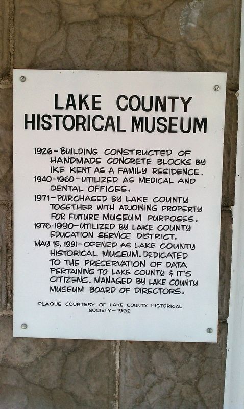 Lake County Historical Museum Marker image. Click for full size.