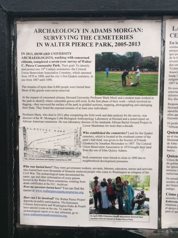 Archaeology in Adams Morgan Marker image. Click for full size.