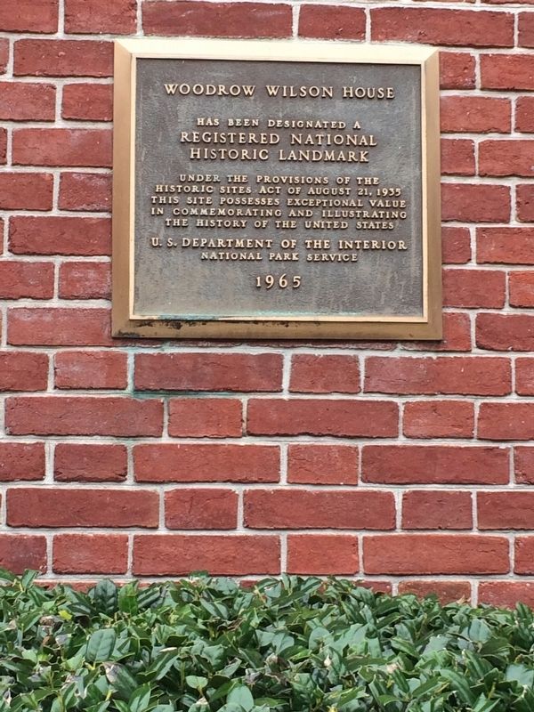 Woodrow Wilson House Marker. Click for full size. Woodrow Wilson House Marker image. Click for full size.