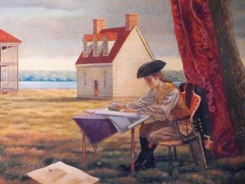George Washington<br>in front of the Kitchen<br>at Mount Vernon image. Click for full size.