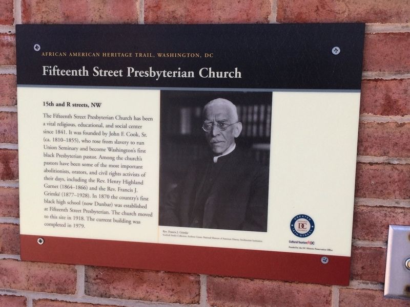 Fifteenth Street Presbyterian Church Marker image. Click for full size.