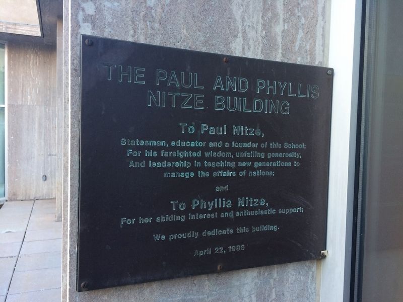The Paul and Phyllis Nitze Building Marker image. Click for full size.