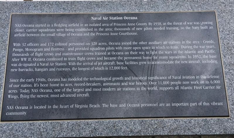 Naval Air Station Oceania Marker. Click for full size. Naval Air Station Oceania Marker image. Click for full size.