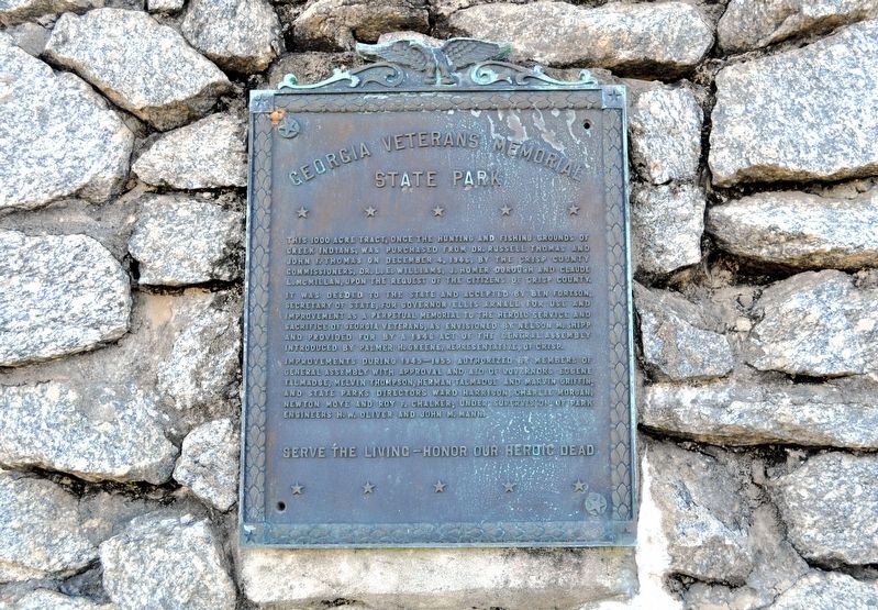 Georgia Veterans Memorial State Park Marker. Click for full size. Georgia Veterans Memorial State Park Marker image. Click for full size.