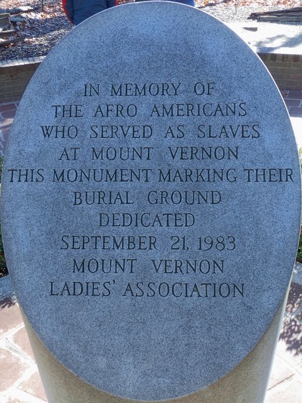Mount Vernon's Slave Memorial Marker. Click for full size. Mount Vernon's Slave Memorial Marker image. Click for full size.