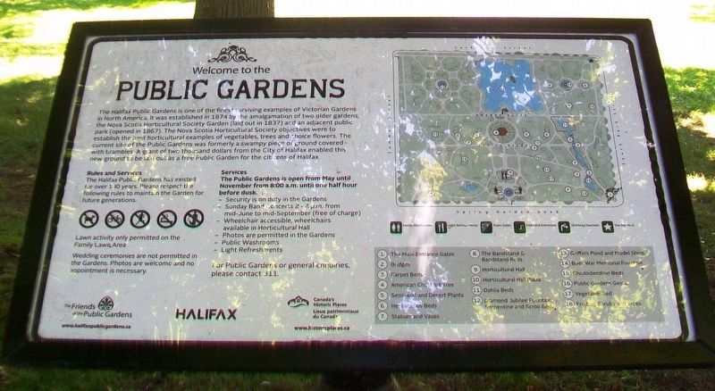 Welcome to the Public Gardens Marker. Click for full size. Welcome to the Public Gardens Marker image. Click for full size.