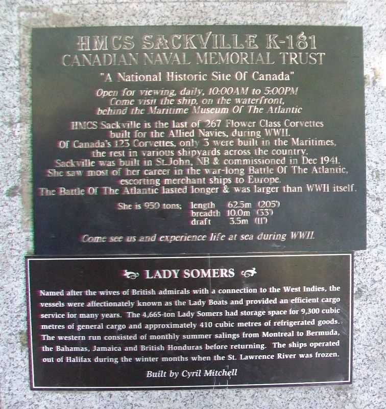 HMCS Sackville K-181 Marker image. Click for full size.