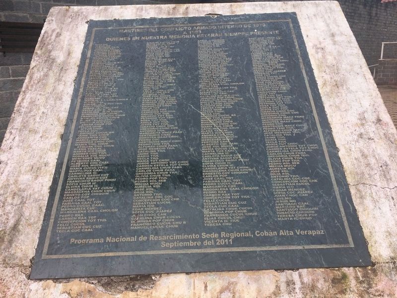 Martyrs of the Internal Armed Conflict from 1979 to 1983 Marker image. Click for full size.