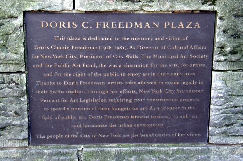 Doris C. Freedman Plaza Marker. Click for full size. Doris C. Freedman Plaza Marker image. Click for full size.