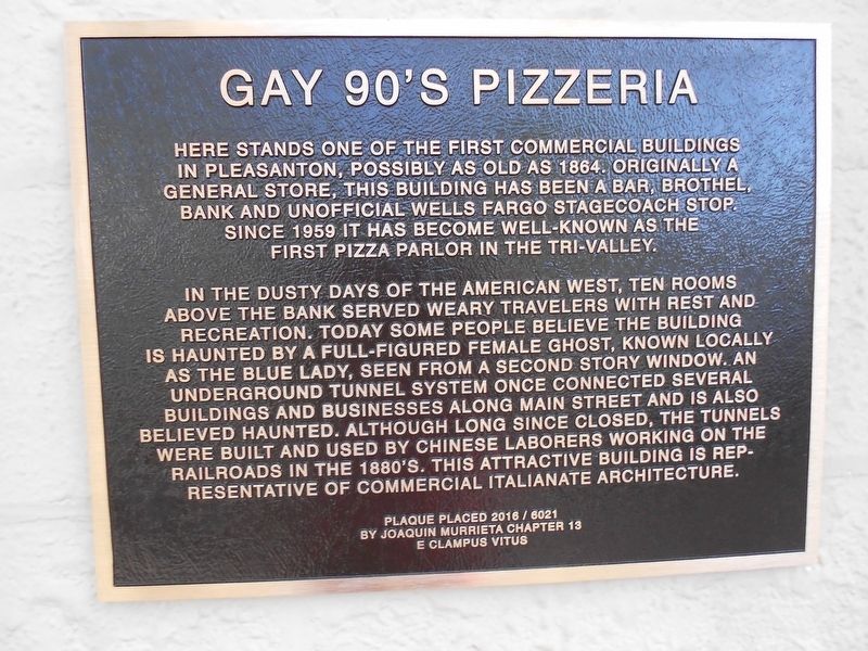 Gay 90's Pizzeria Marker image. Click for full size.