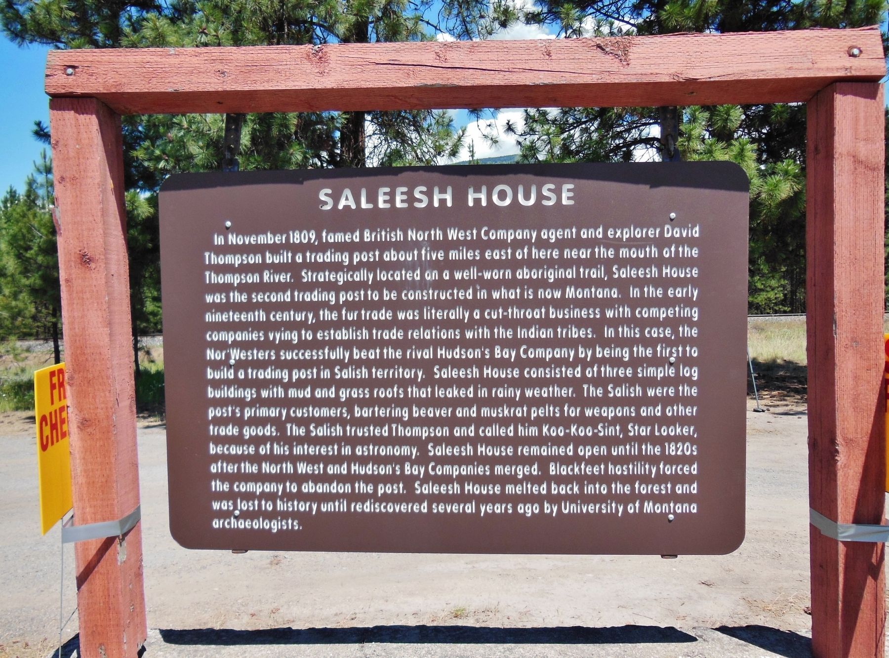 Saleesh House Marker (<i>wide view</i>) image. Click for full size.