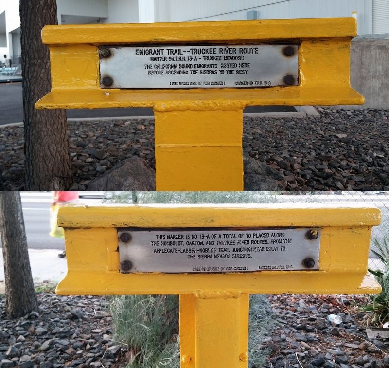 Emigrant Trail--Truckee River Route Marker. Click for full size. Emigrant Trail--Truckee River Route Marker image. Click for full size.