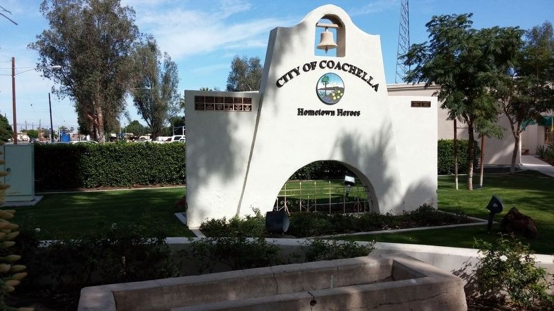 City of Coachella sign near water trough image. Click for full size.