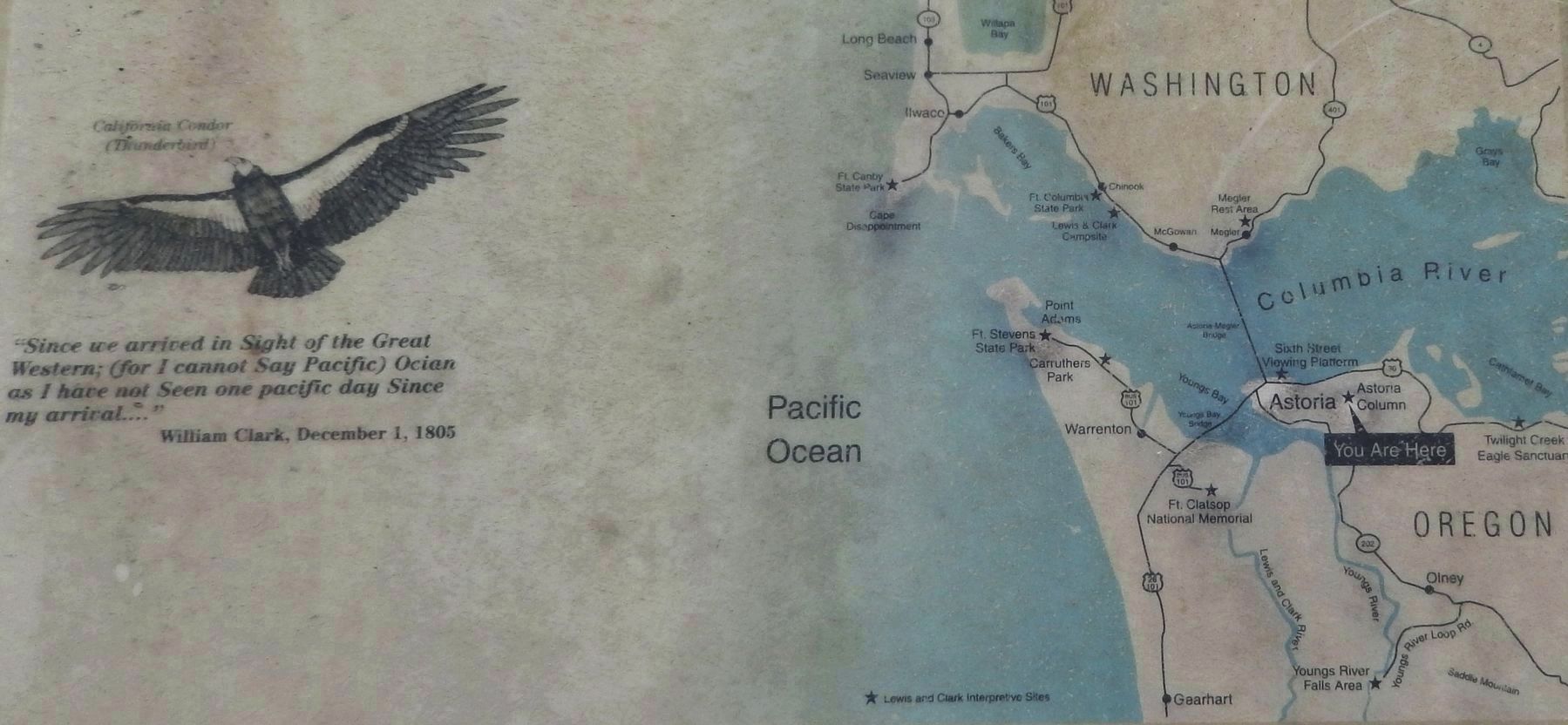 Marker detail: Astoria, Columbia River and Pacific Ocean Map image. Click for full size.