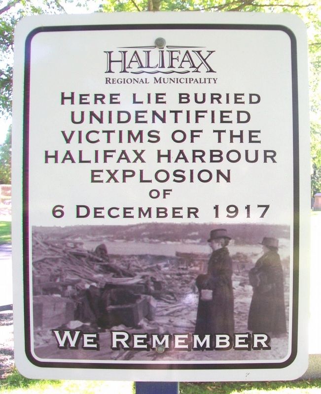 Halifax Explosion Unidentified Dead Marker image. Click for full size.