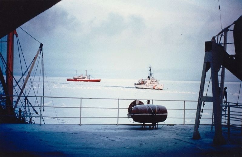 USCGC Staten Island (WAGB-278) and CCGS John A. MacDonald escort the tanker SS Manhattan image. Click for full size.